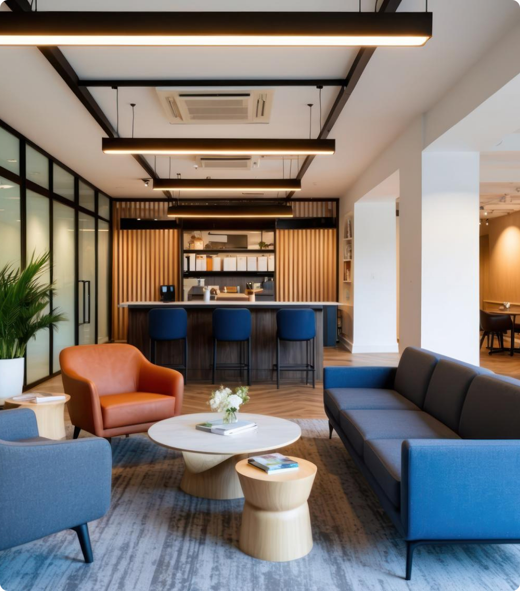 Lounge seating in a Casagrand commercial interior