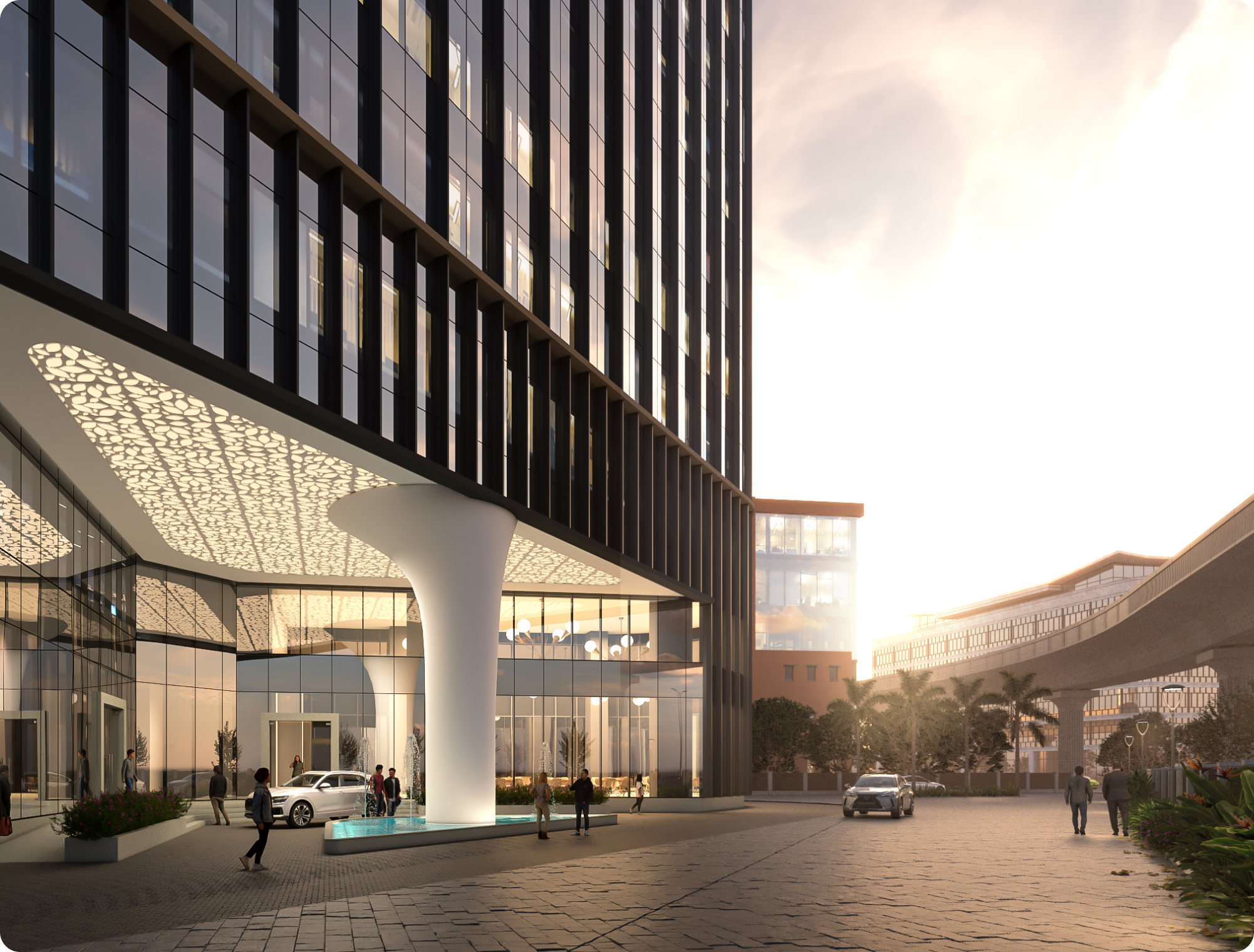 Arrival drive at a Casagrand commercial development