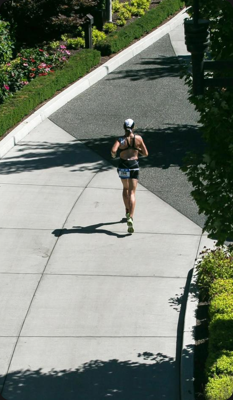 Runner on a landscaped path